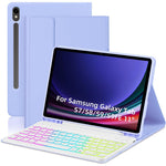 SD-X710 For Samsung Galaxy Tab S7 / S8 / S9 / S10 FE / S9 FE 11 inch PU Tablet Case Backlit Bluetooth-Compatible Keyboard