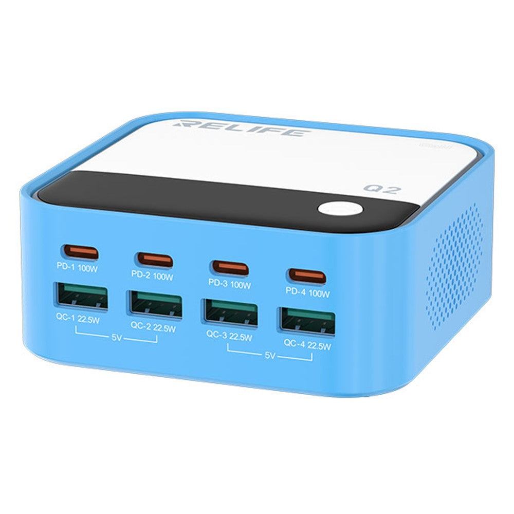 RELIFE Q2 120W GaN Charger 8 Port Desktop Charging Station Intelligent Charging Protection