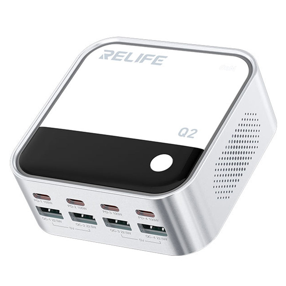 RELIFE Q2 120W GaN Charger 8 Port Desktop Charging Station Intelligent Charging Protection