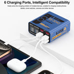 SUNSHINE SS-304Q 6-Port USB Charger Smart Digital Display Fast Charging Desktop Charging Station