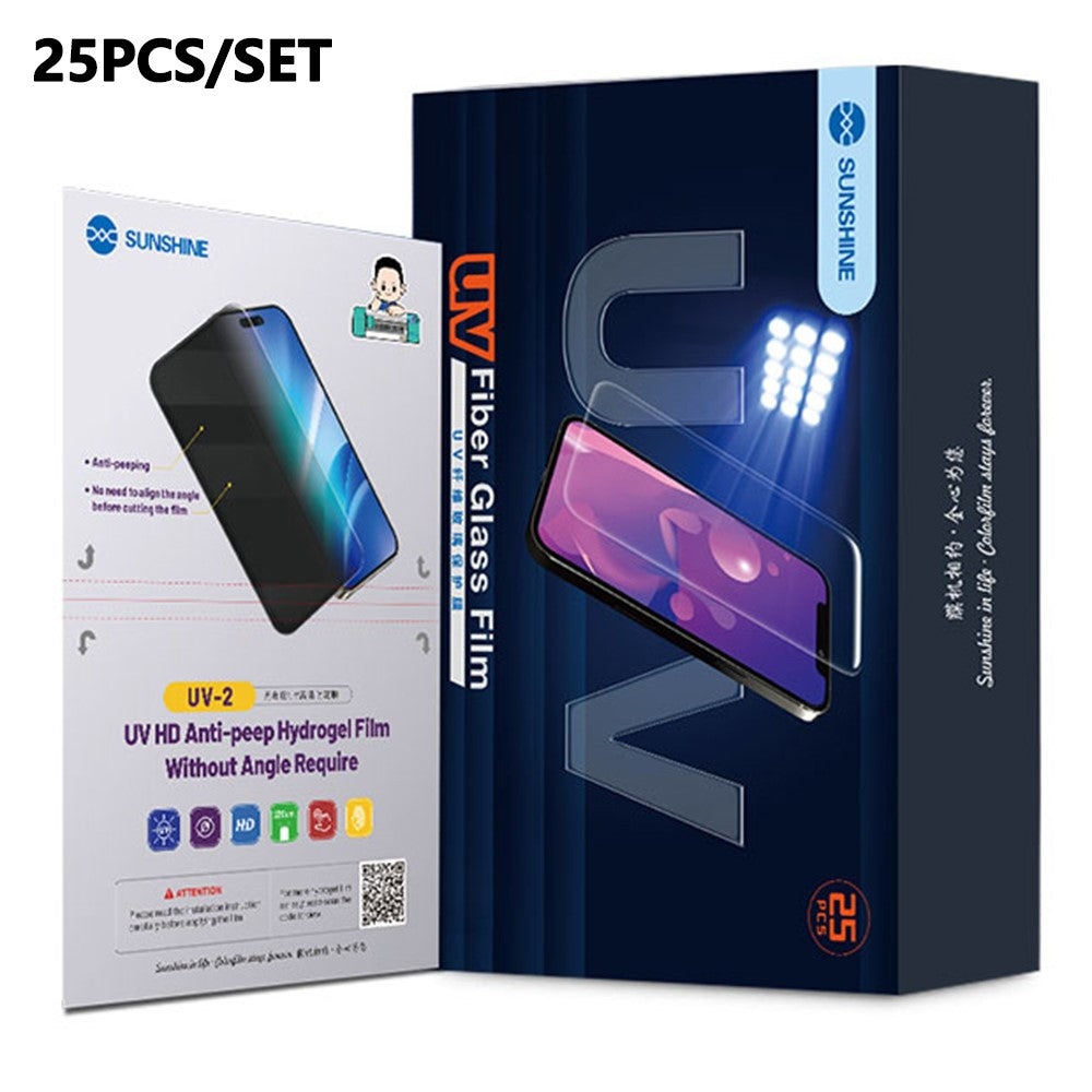 SUNSHINE 25 ST UV-2 Skärmskydd Vinkelfri PET-film för mobiler, Klockor, AirPods, Kameror