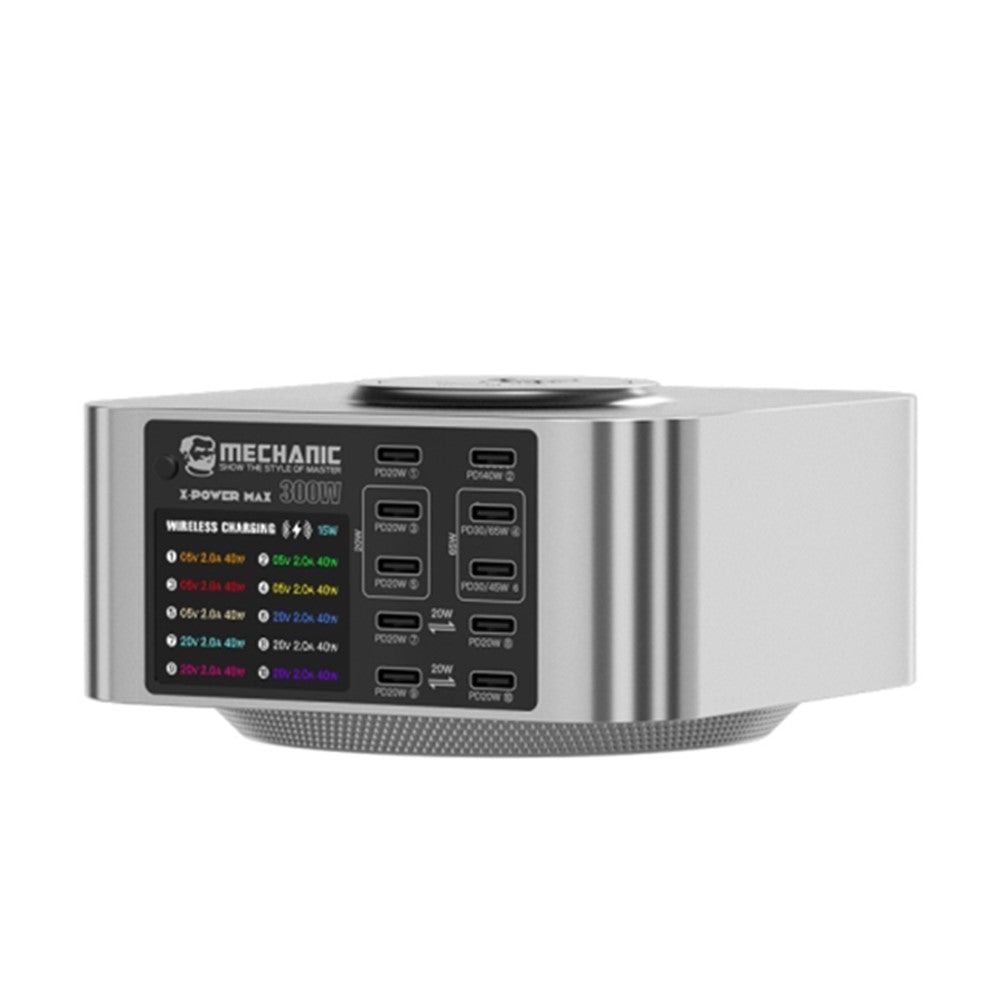 MECHANIC X-Power 150W USB Charging Station Wireless Charger 10-Port Digital Display Power Supply Device