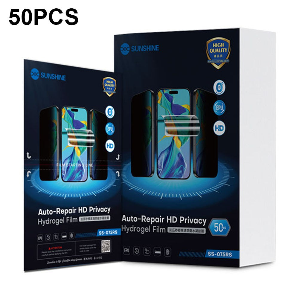 SUNSHINE SS-075RS 50 STK Selvreparerende Privatlivsskærmbeskytter HD Anti-tryk Hydrogel Film