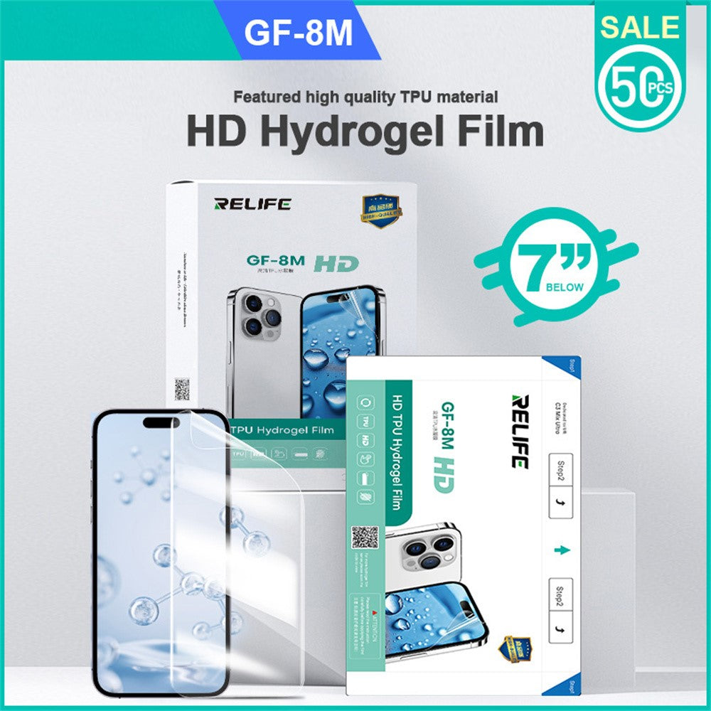 RELIFE GF-8M 50 stk. Full Coverage TPU HD Hydrogel Film Anti-fingeraftryk Skærmbeskytter (Virker med SUNSHINE C3 Mix Ultra)
