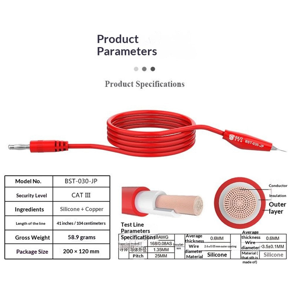BEST BST-030-JP Power Supply Output Cable 2000V 20A Test Leads Dolphin Clip Banana Plug Multimeter Phone Repair Tool
