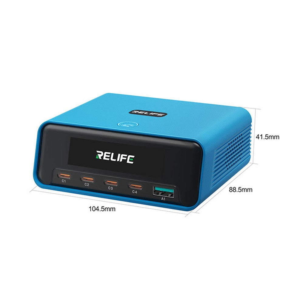 RELIFE Q8 165W GaN Oplader 5-port USB-C PD 140W Multi Device Hurtigopladningsstation til Laptop Telefon