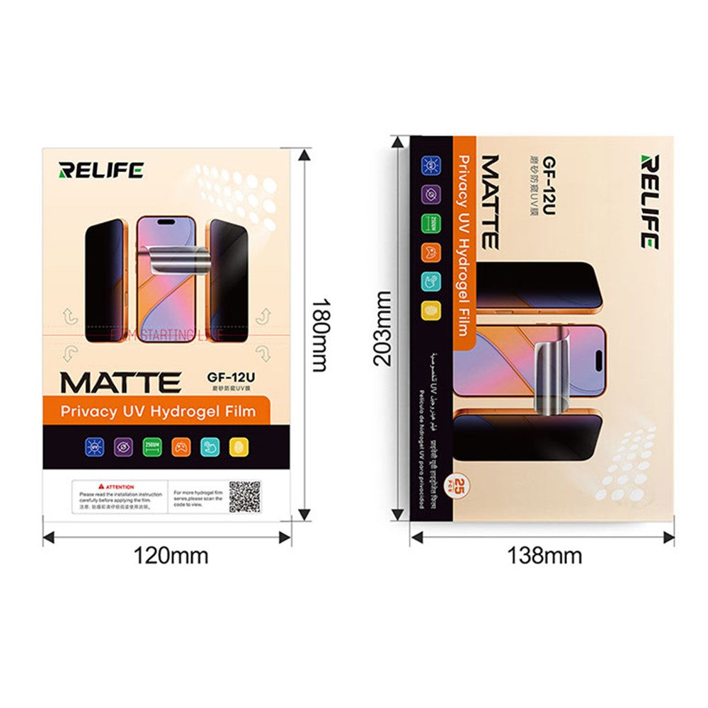 RELIFE GF-12U 25Pcs Privacy Matte UV Film PET Screen Protector for 7 inch Devices