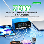 RELIFE Q6 70W 6-Port Smart Charger PD+QC 65W Type-C Fast Charging Tool