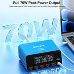 RELIFE Q6 70W 6-Port Smart Charger PD+QC 65W Type-C Fast Charging Tool
