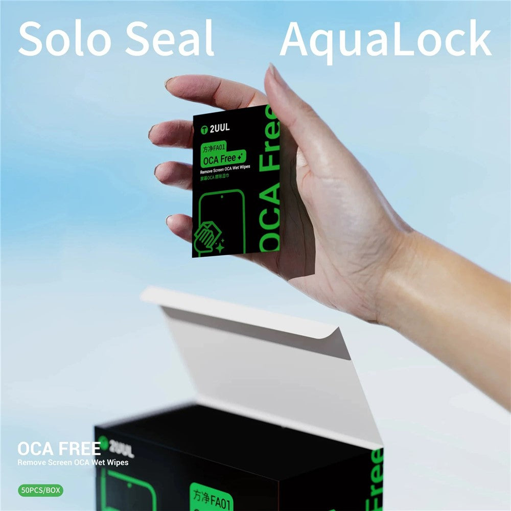 2UUL FA01 50Pcs OCA Free Screen Glue Remover Wet Wipes for Phone LCD Repair Clean Cloth