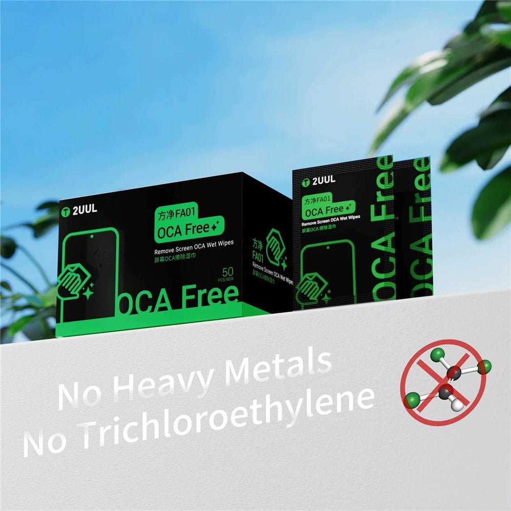 2UUL FA01 50Pcs OCA Free Screen Glue Remover Wet Wipes for Phone LCD Repair Clean Cloth