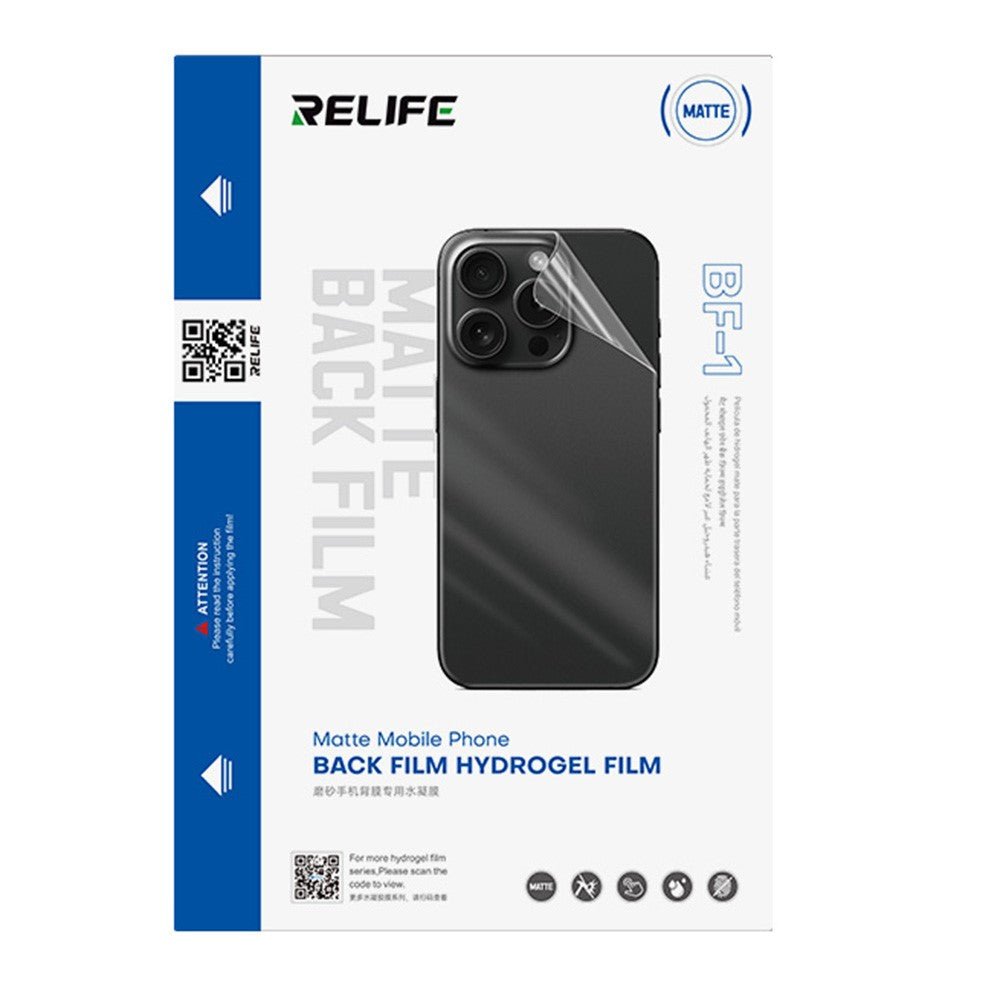 RELIFE BF-1 50 st för smartphones under 7 tum Reptålig bakfilmsmatt yta Hydrogelfilm