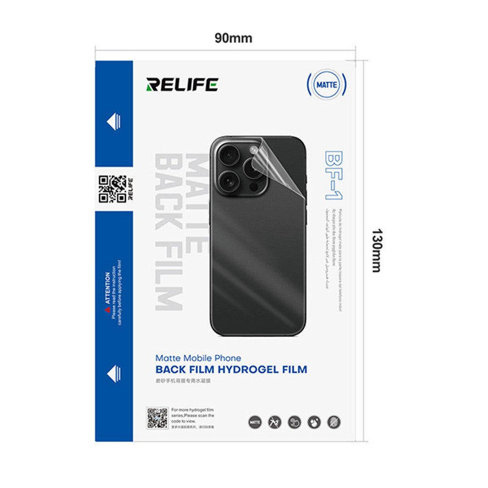 RELIFE BF-1 50 st för smartphones under 7 tum Reptålig bakfilmsmatt yta Hydrogelfilm