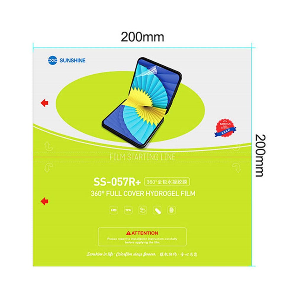 SUNSHINE SS-057R+ 25 st. heltäckande hydrogelfilm TPU självläkande HD transparent för filmskärmaskin