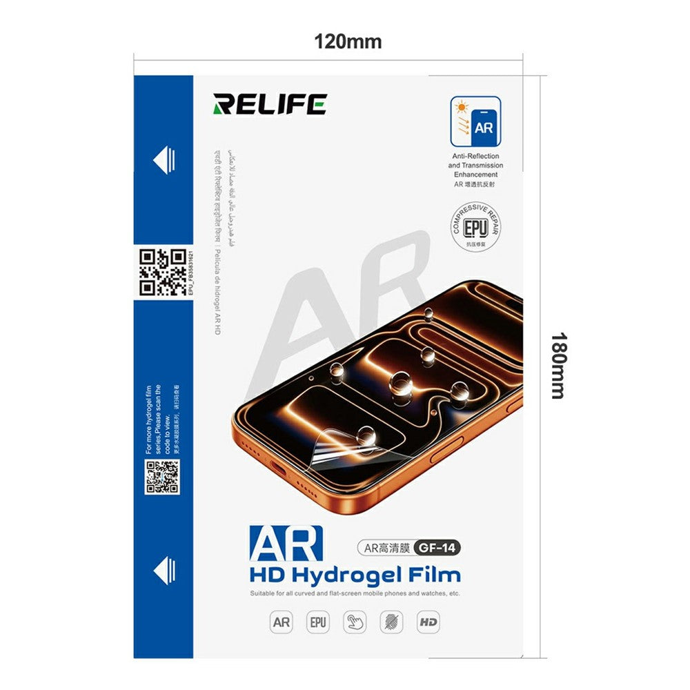 RELIFE GF-14 50Pcs AR HD Hydrogel Film EPU Self-Healing Anti-Fingerprint 180μm Screen Protector