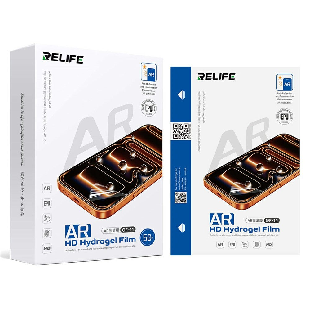 RELIFE GF-14 50Pcs AR HD Hydrogel Film EPU Self-Healing Anti-Fingerprint 180μm Screen Protector