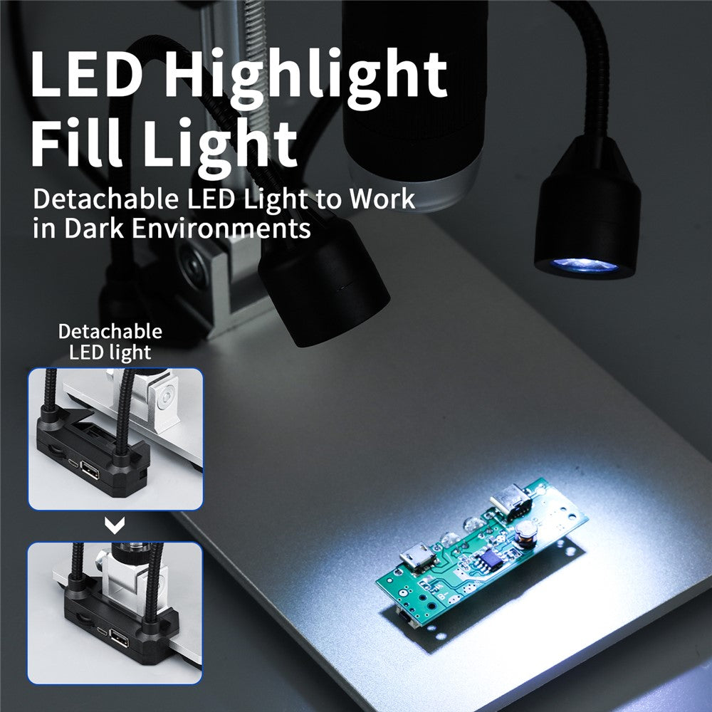 G1600 9 Inch LCD Industrial Electronic Microscope 1-1600x Adjustable Focus with LED Lights, Plug-in Version