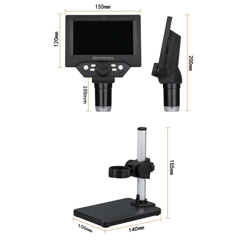 G5 5.5 inch HD Digital Microscope 10MP 1-1000x Magnification 8 LED Lights with Built-In Lithium Battery