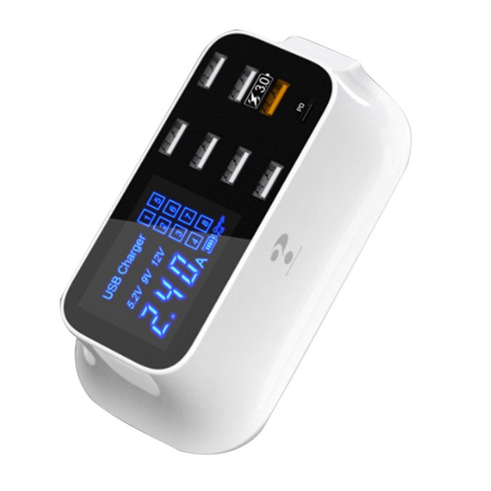 YC-CDA19Q 75W 8-Port USB Fast Charger Desktop Multifunction Charging Station with Screen Display