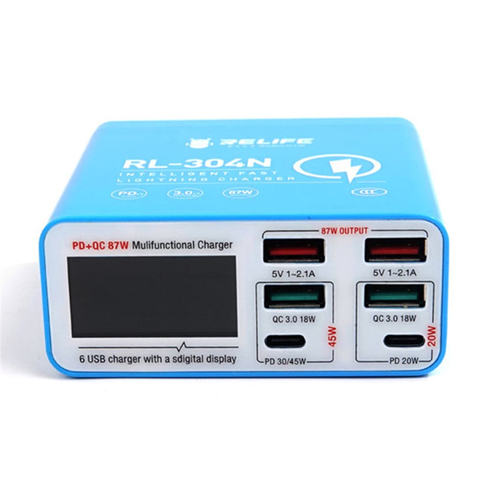 RELIFE RL-304N Smart Multiports USB Charger Station with LCD Display 6 Ports Fast Charging Station Hub