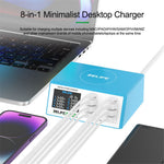 RELIFE RL-309A 8-Port High-Power Fast Charging Station LCD Display Desktop Charger for Cell Phone, Tablets, Laptops
