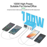 RELIFE RL-309A 8-Port High-Power Fast Charging Station LCD Display Desktop Charger for Cell Phone, Tablets, Laptops