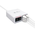 SUNSHINE SSS-304Q 6-ports LCD USB-oplader hurtigopladningssupport, intelligent QC 3.0