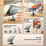 REMAX RM-C60 Precision Alloy Rotating Tablet Stand Heat Dissipation Hollow Full Metal Holder