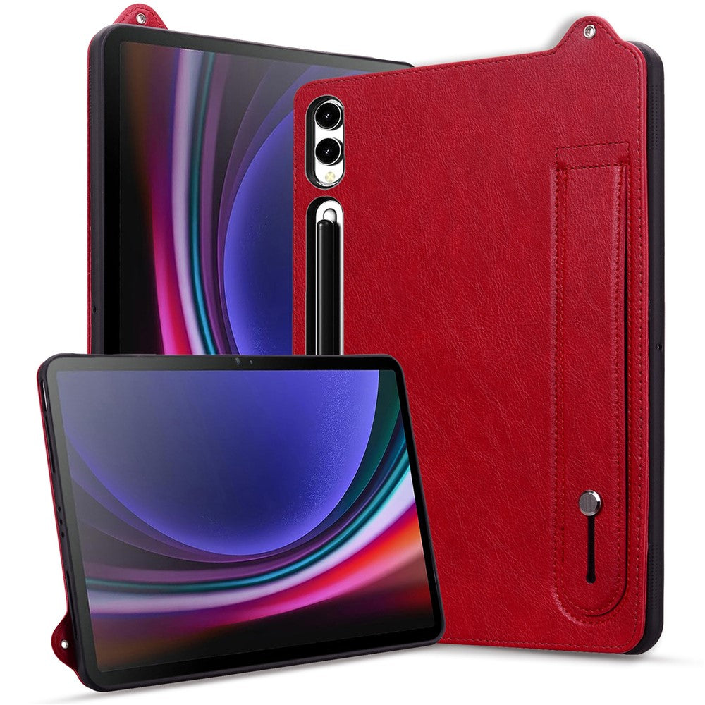 Tablet-etui til Samsung Galaxy Tab S10+ / S9+ / S8+ / S7+ med håndrem og støttefod i læder