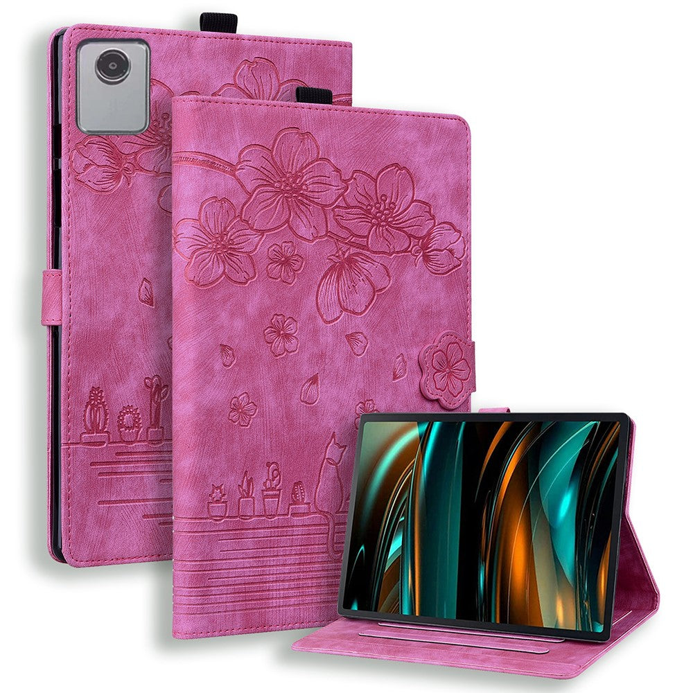 For Lenovo Xiaoxin Pad 11 2025 / Tab K11 Gen 2 TB336 / Idea Tab / Tab M11 Case Card Slots Leather Tablet Stand Folio Cover Flower Cat
