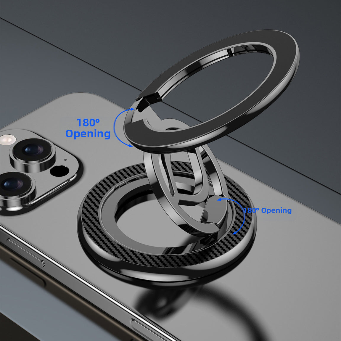 ZF007 Magnetisk mobilhållare med Dubbel Sidor, Hopfällbar, 360° Roterande mobilställ för Löpband/Motionscykel
