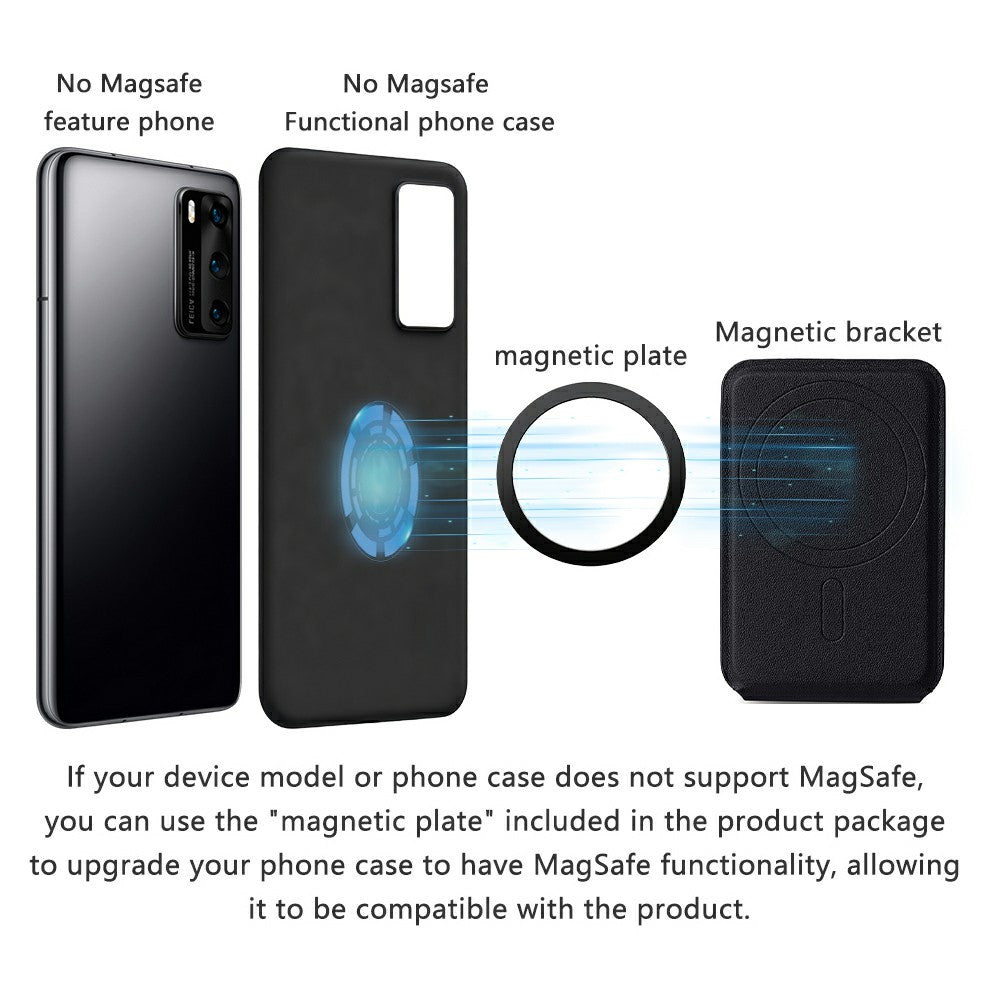 DO AS YOU WISH Foldable Square Magnetic Phone Stand with Card Holder 30-90° Adjustable Phone Desktop Holder Rotary with Magnetic Plate