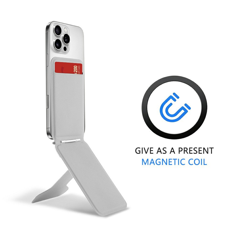 DO AS YOU WISH Foldable Square Magnetic Phone Stand with Card Holder 30-90° Adjustable Phone Desktop Holder Rotary with Magnetic Plate