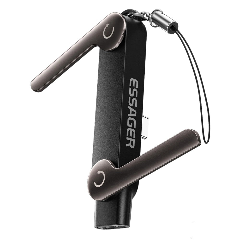 ESSAGER USB-C Female to USB-C Male Adapter 240W Fast Charging Converter 5A 40Gbps 90° L-Shape Stand