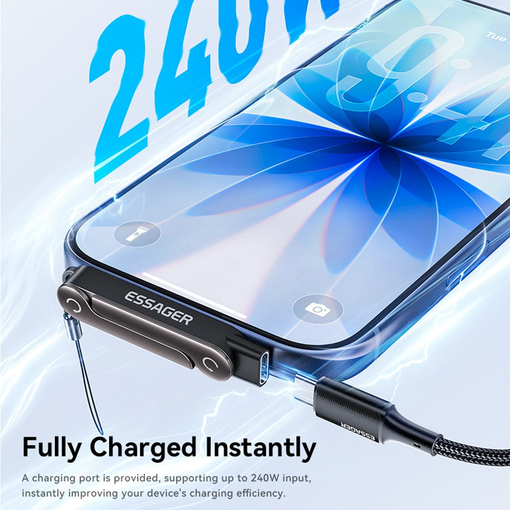 ESSAGER Type-C to iP (5-14) Adapter with Stand 90° L-Shape 240W Fast Charging Converter