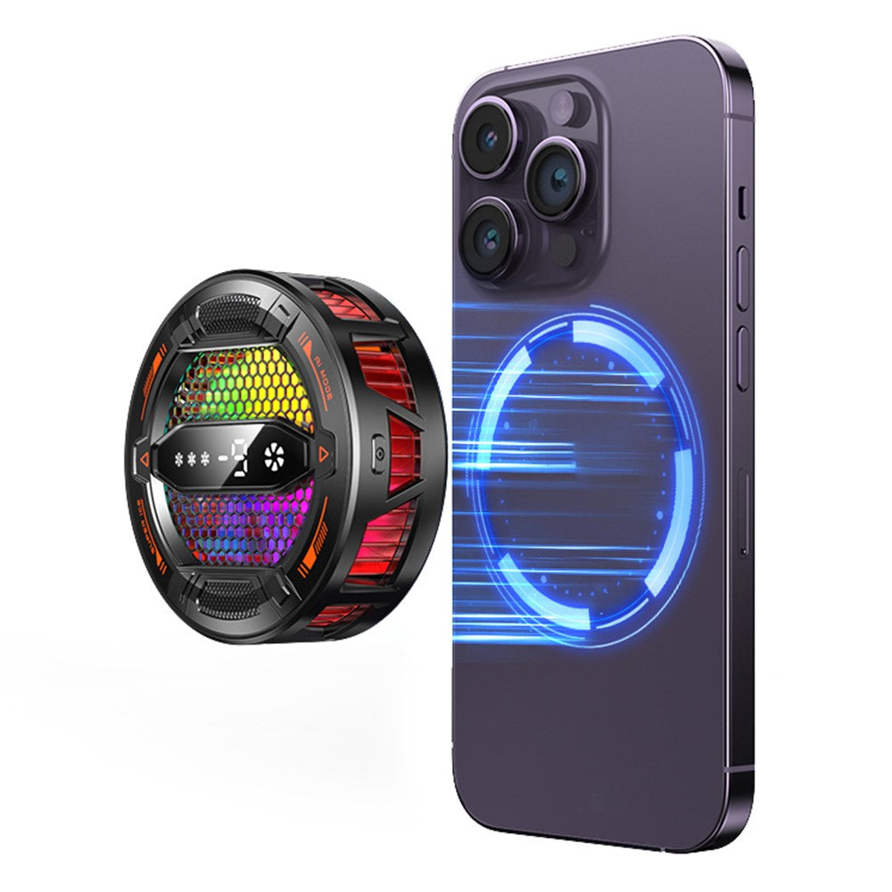 K31 Clip-on magnetisk telefonkøler med AI-temperaturstyring, 3-trins RGB-køleblæser med digitalt display