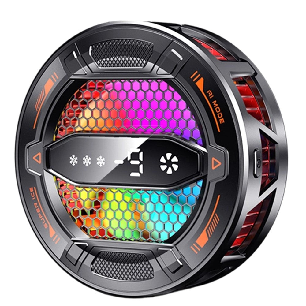 K31 Clip-on magnetisk telefonkøler med AI-temperaturstyring, 3-trins RGB-køleblæser med digitalt display