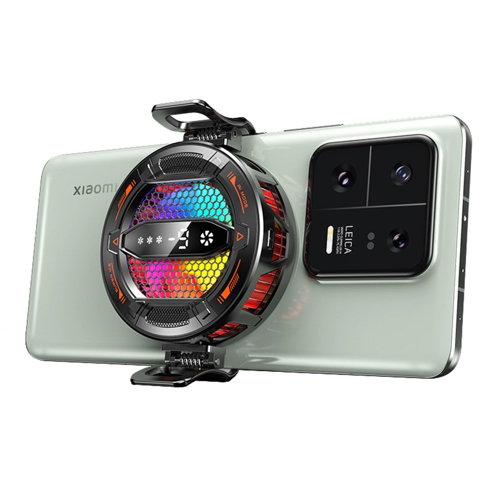 K31 Clip-on magnetisk telefonkøler med AI-temperaturstyring, 3-trins RGB-køleblæser med digitalt display