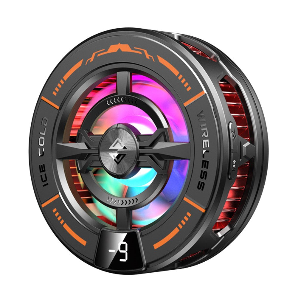 K28 2-in-1 Wireless Charger Phone Cooler 15W Magnetic Charging Cooling Fan with Digital Display for Gaming