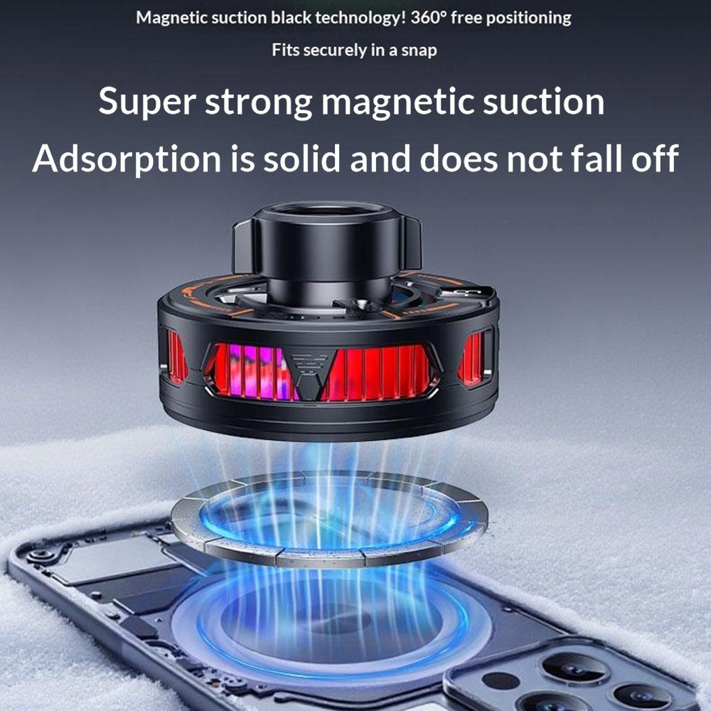 K29 Wireless Charger Cooling Heat Sink 15W Fast Charging 2-in-1 Magnetic Phone Cooler for Gaming