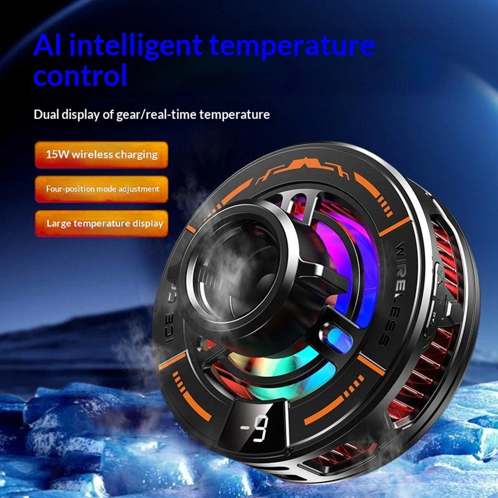 K29 Wireless Charger Cooling Heat Sink 15W Fast Charging 2-in-1 Magnetic Phone Cooler for Gaming