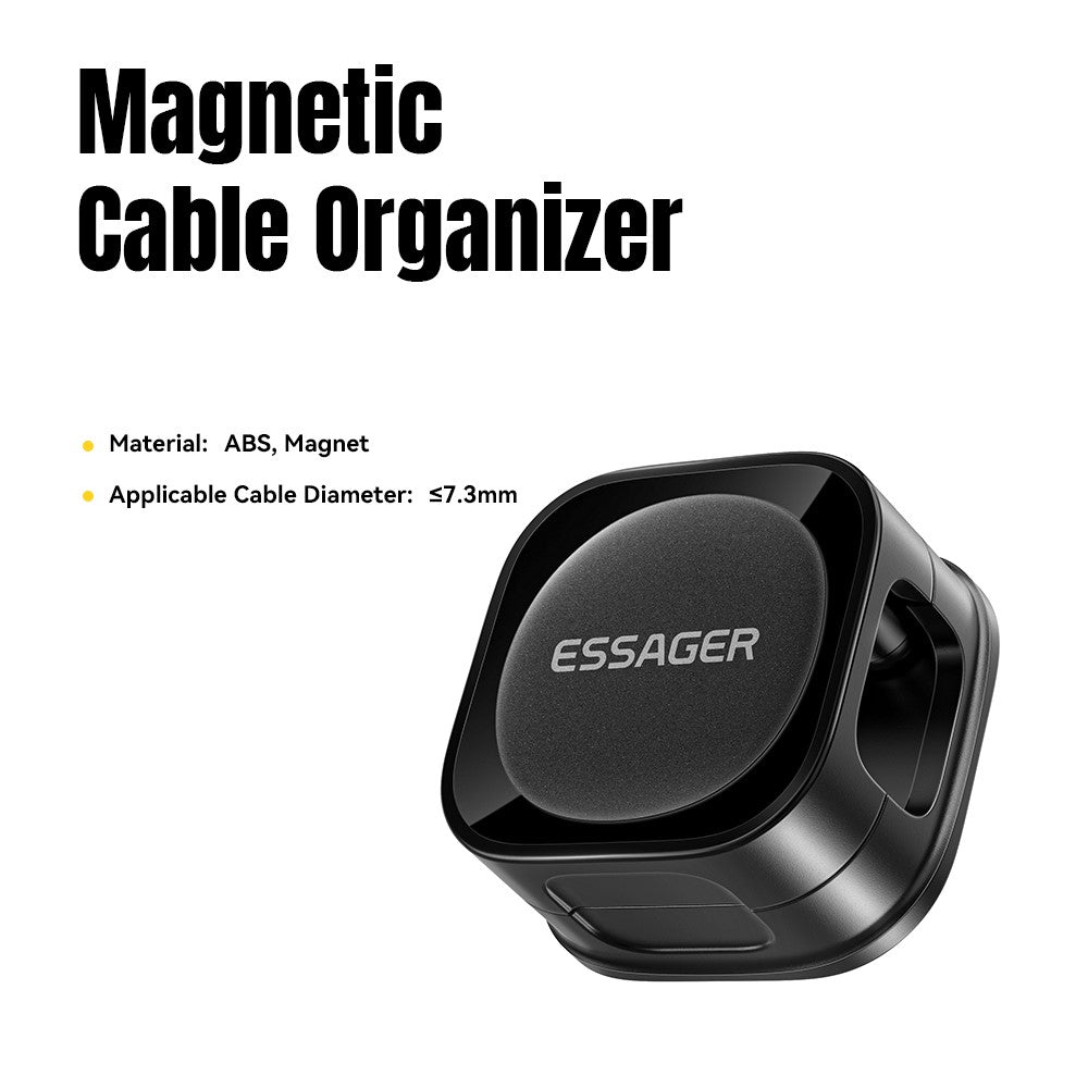ESSAGER ES-ZL01 Magnetic Cable Organizer Desk Cord Holder with Strong Adhesive Backing 4 Rollers Wire Management Clip Keeper
