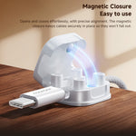 ESSAGER ES-ZL01 Magnetic Cable Organizer Desk Cord Holder with Strong Adhesive Backing 4 Rollers Wire Management Clip Keeper