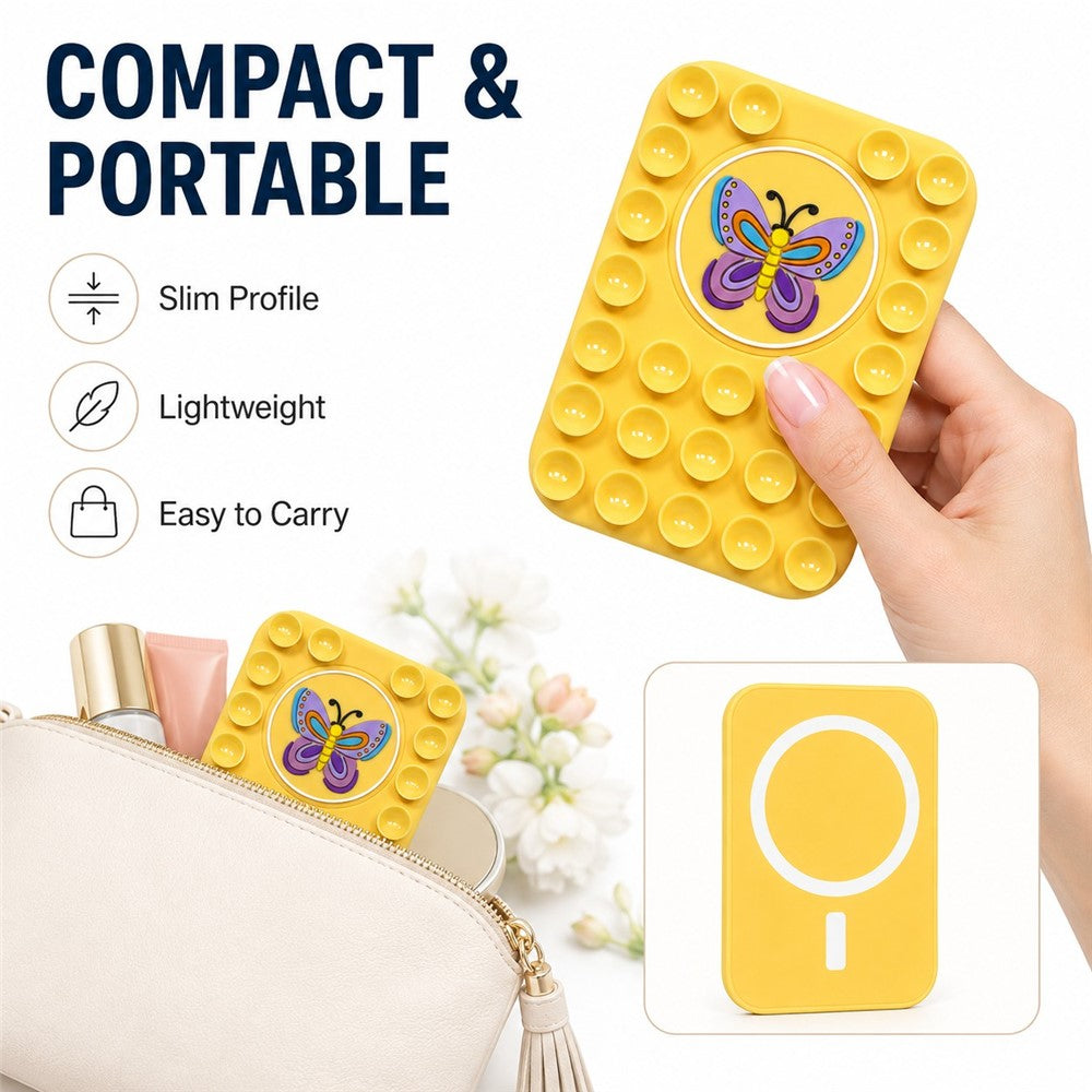 Butterfly Pattern Magnetic Suction Cup Phone Mount Compatible with MagSafe Case Silicone Sticky Grip Holder