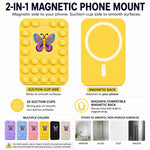Butterfly Pattern Magnetic Suction Cup Phone Mount Compatible with MagSafe Case Silicone Sticky Grip Holder