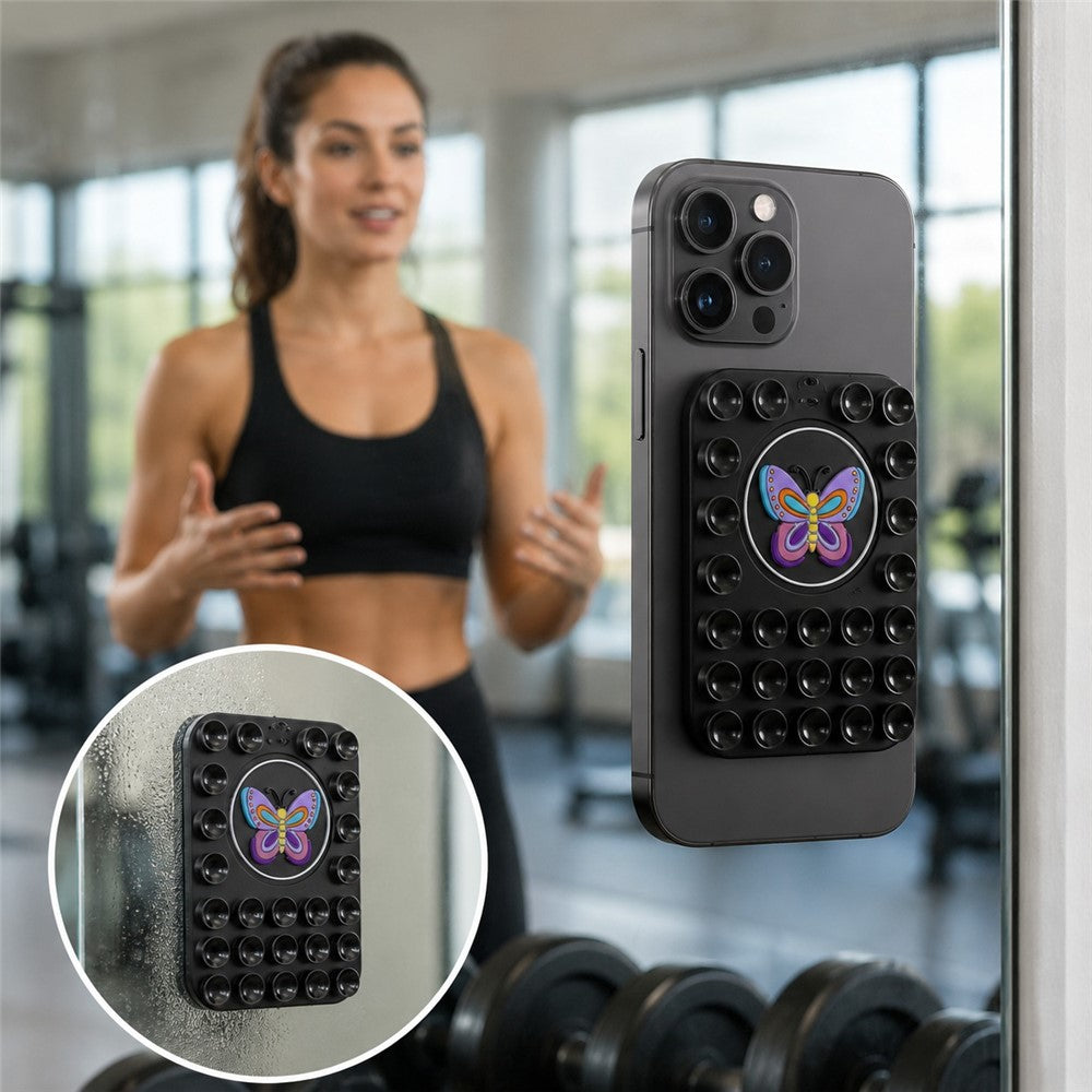 Butterfly Pattern Magnetic Suction Cup Phone Mount Compatible with MagSafe Case Silicone Sticky Grip Holder