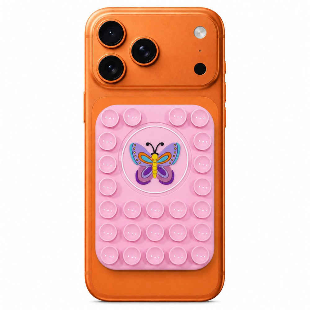Butterfly Pattern Magnetic Suction Cup Phone Mount Compatible with MagSafe Case Silicone Sticky Grip Holder