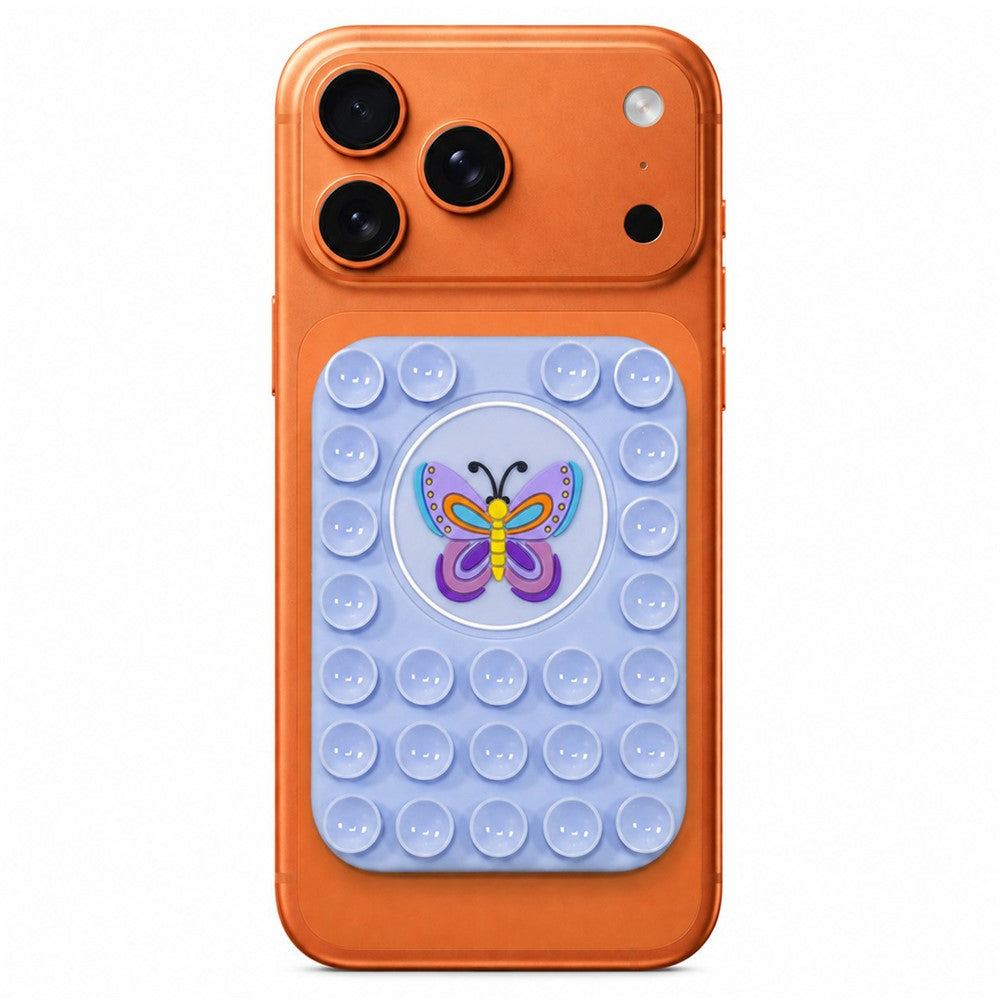 Butterfly Pattern Magnetic Suction Cup Phone Mount Compatible with MagSafe Case Silicone Sticky Grip Holder