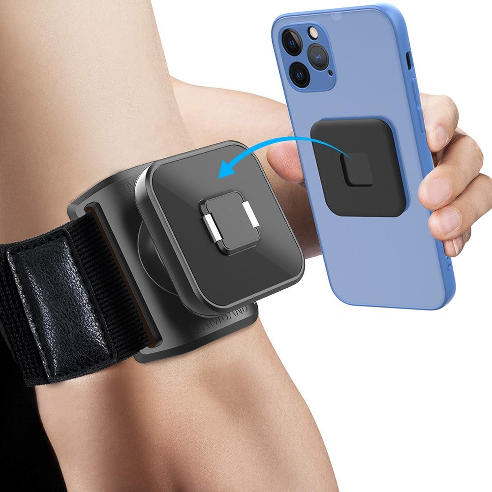 HL-148C Magnetic Adsorption 360 Degree Rotatable Phone Holder Mount with Wrist Band for Outdoor Sports