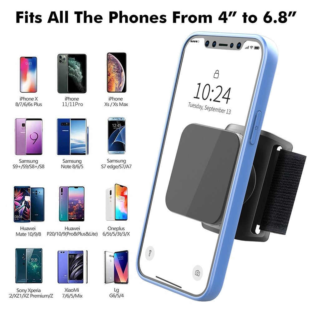 HL-148C Magnetic Adsorption 360 Degree Rotatable Phone Holder Mount with Wrist Band for Outdoor Sports